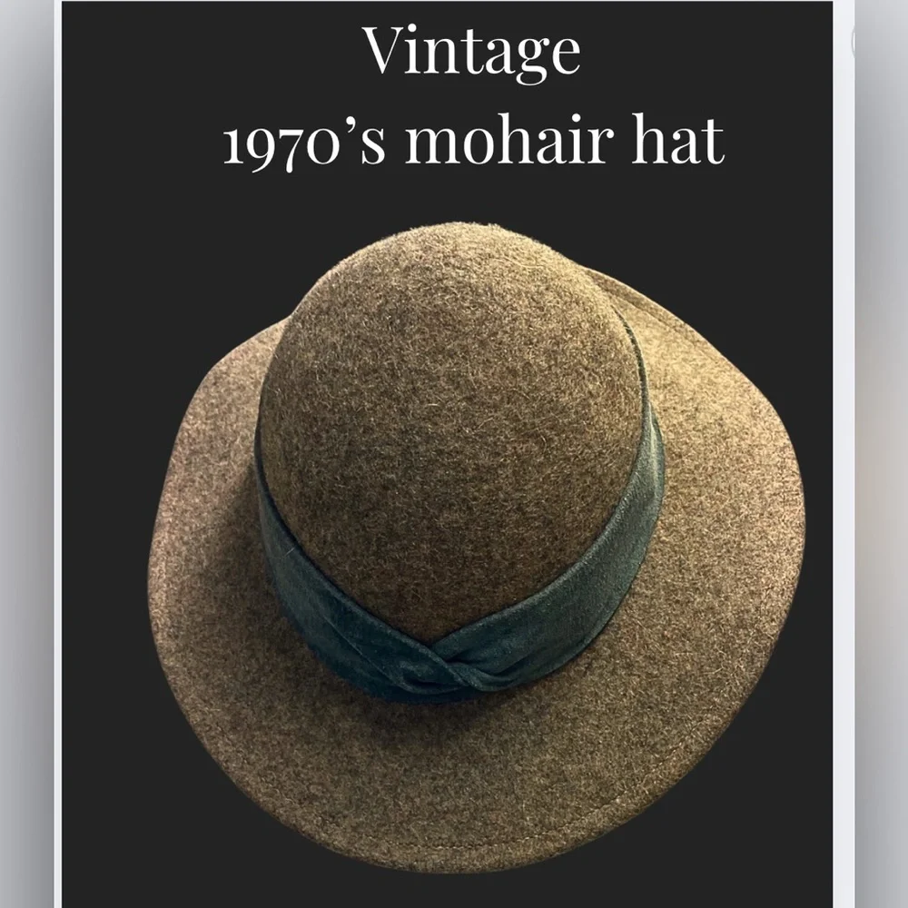 Vintage 70s- Whittal & Javits - mohair/neutral speckled tones with  teal band